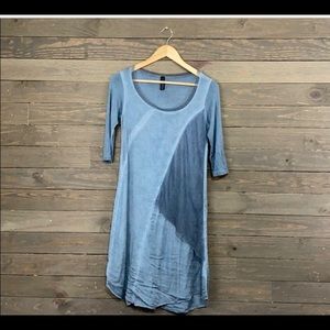 Inizio Lagenlook soft layered dress. Blue grey.